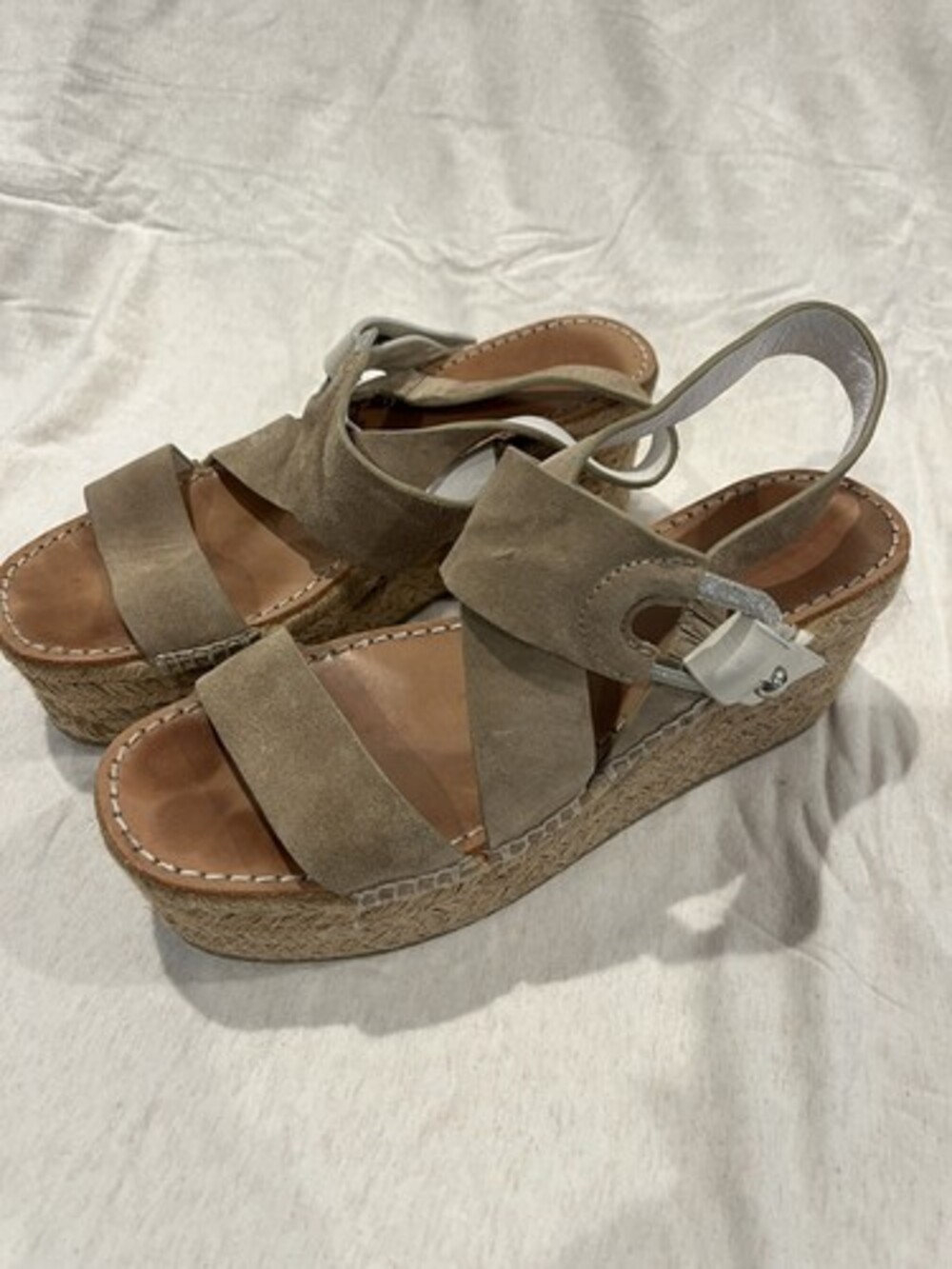 rag & bone Taupe Suede Leather August Espadrille Sandals Womens 38.5